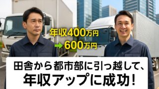 【年収400万円→600万円】田舎のトラック運転手→都市部に引っ越したら年収アップした話